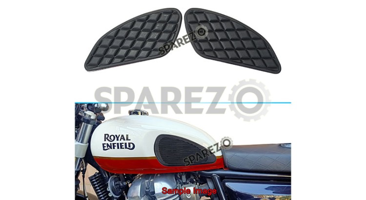 Royal Enfield Interceptor and GT 650 Tank Rubber Knee Pad Pair Black - SPAREZO